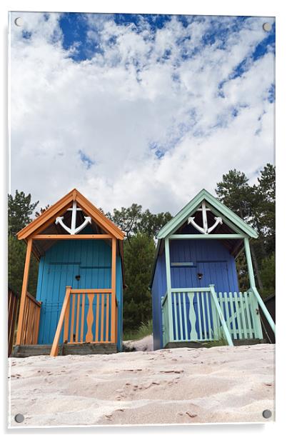 A pair od Beach Huts Acrylic by Stephen Mole