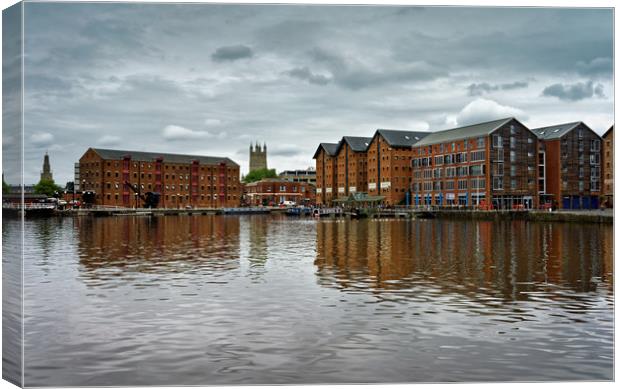  Gloucester Docks and Cathedral                    Canvas Print by Darren Galpin