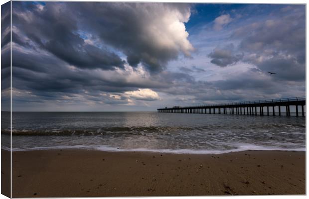 Clouds over Felixstowe Pier Canvas Print by Nick Rowland