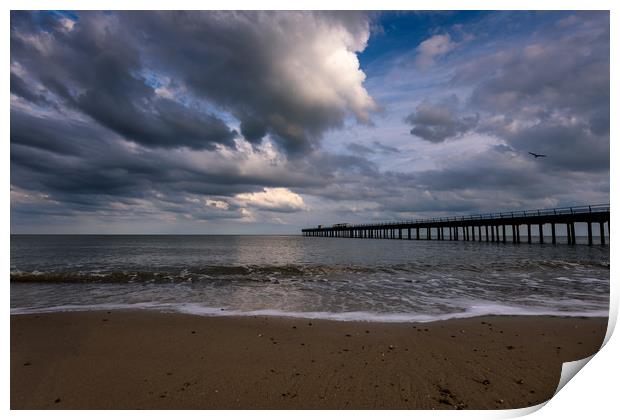 Clouds over Felixstowe Pier Print by Nick Rowland