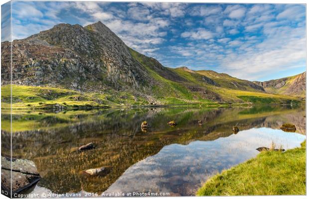Mountain Reflection Snowdonia  Canvas Print by Adrian Evans