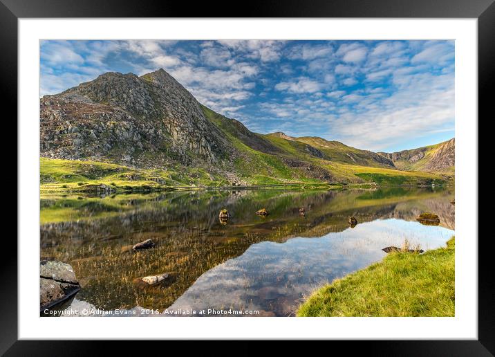 Mountain Reflection Snowdonia  Framed Mounted Print by Adrian Evans