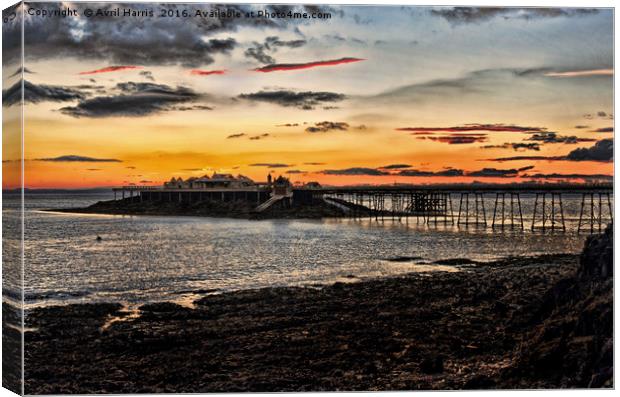 Birnbeck Pier and island Weston-super-Mare Canvas Print by Avril Harris