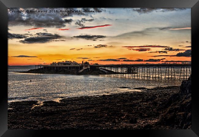 Birnbeck Pier and island Weston-super-Mare Framed Print by Avril Harris