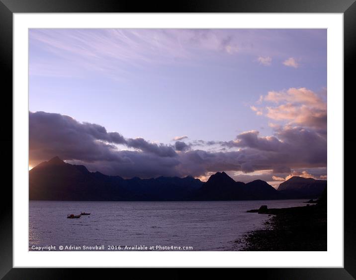 Sunset over the Skye Cuillin Framed Mounted Print by Adrian Snowball