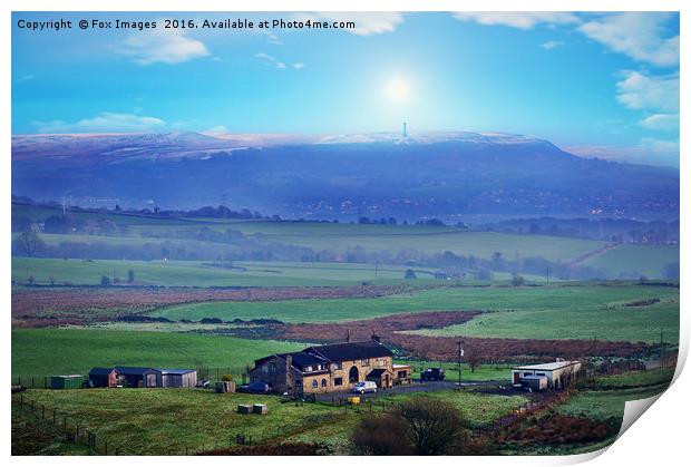 Holcombe hill at winter Print by Derrick Fox Lomax