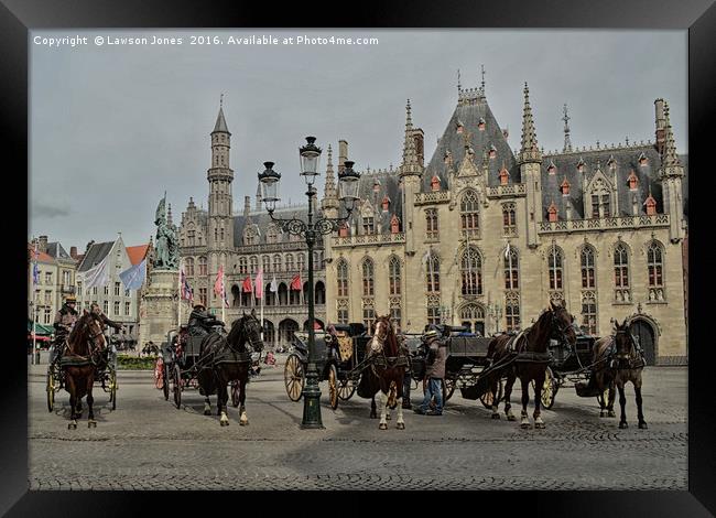 Carriage rides in Bruges Framed Print by Lawson Jones