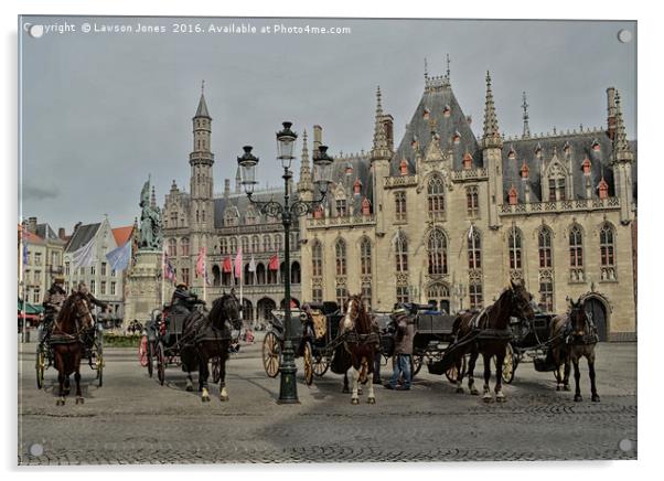 Carriage rides in Bruges Acrylic by Lawson Jones
