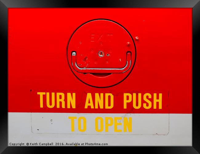 Turn and Push to Open Framed Print by Keith Campbell