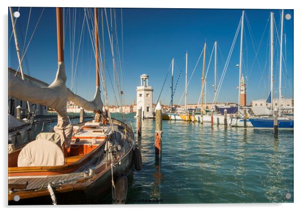 Sailing Boats in Venice Acrylic by Carolyn Eaton