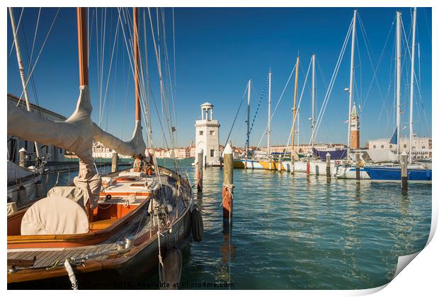 Sailing Boats in Venice Print by Carolyn Eaton