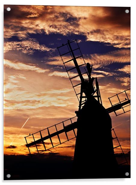 Turf Fen Windmill at Sunset Acrylic by Paul Macro