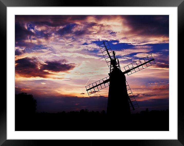 Turf Fen Windmill at Sunset Framed Mounted Print by Paul Macro