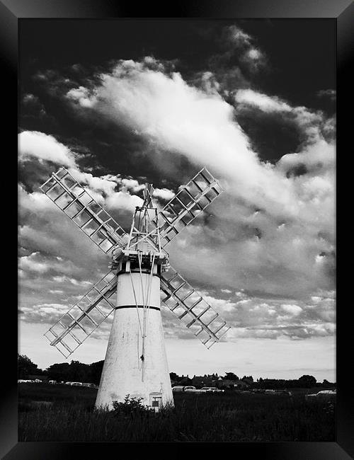 Thurne Mill Windmill at Sunset Black & White Framed Print by Paul Macro