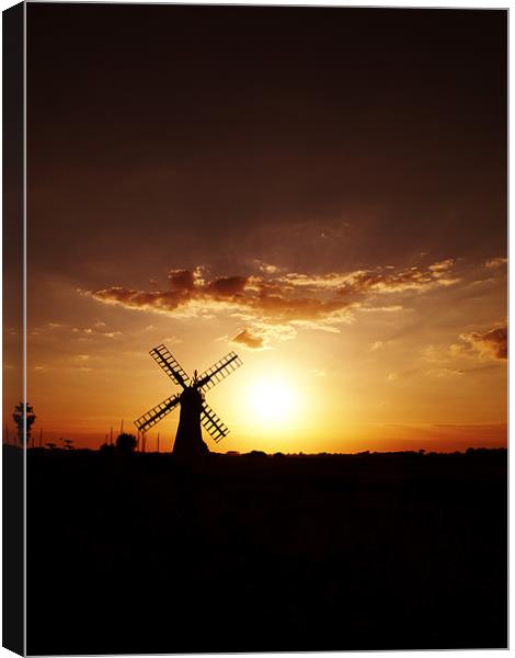 Thurne Mill Windmill at Sunset Canvas Print by Paul Macro