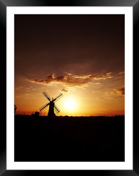 Thurne Mill Windmill at Sunset Framed Mounted Print by Paul Macro
