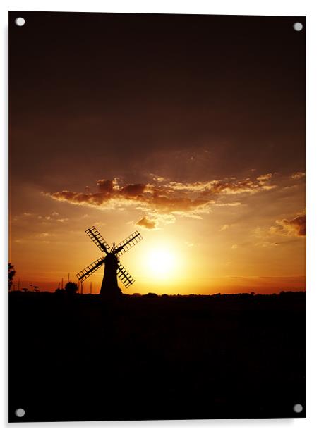 Thurne Mill Windmill at Sunset Acrylic by Paul Macro