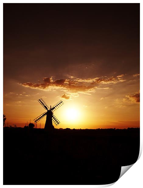 Thurne Mill Windmill at Sunset Print by Paul Macro