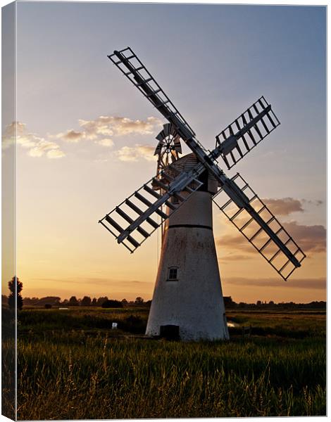 Thurne Mill Windmill at Sunset Canvas Print by Paul Macro