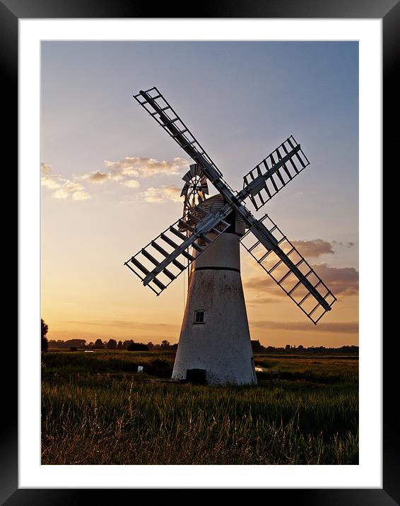 Thurne Mill Windmill at Sunset Framed Mounted Print by Paul Macro