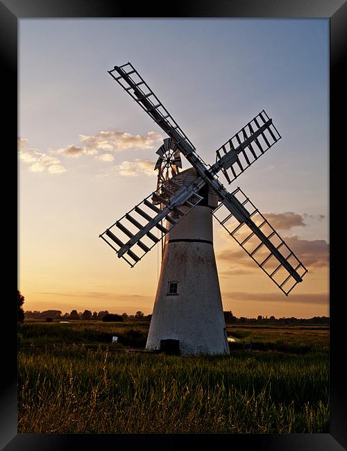 Thurne Mill Windmill at Sunset Framed Print by Paul Macro