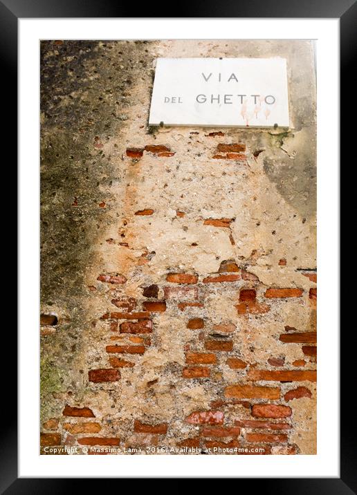 Road Sign on a brick wall  Framed Mounted Print by Massimo Lama