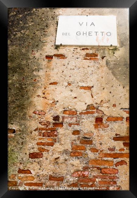 Road Sign on a brick wall  Framed Print by Massimo Lama