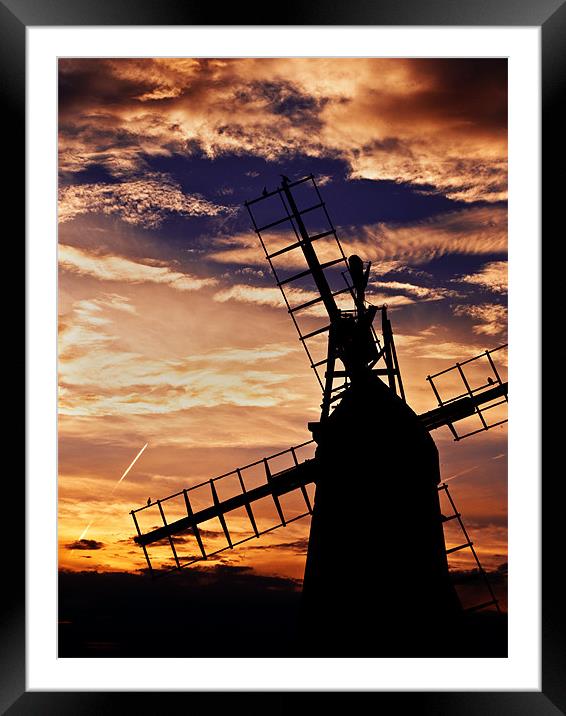Turf Fen Windmill at Sunset Framed Mounted Print by Paul Macro