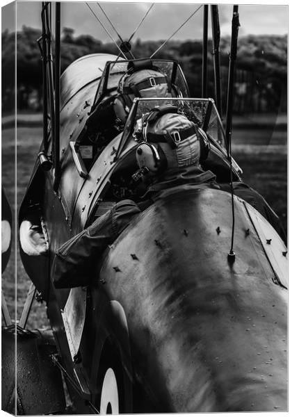 De Havilland Tiger Moth BW Canvas Print by Oxon Images