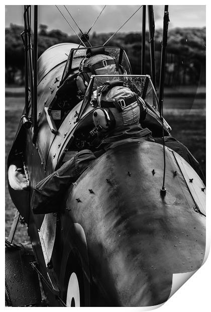 De Havilland Tiger Moth BW Print by Oxon Images