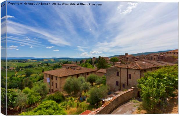 Artistic Tuscany - San Gimignano Canvas Print by Andy Anderson