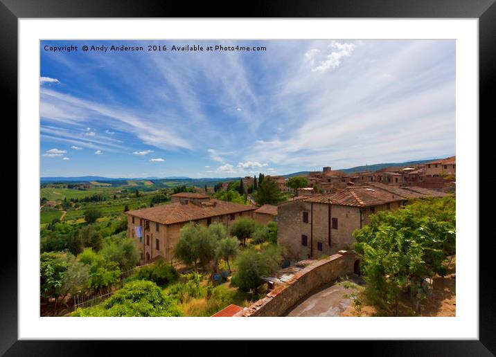 Artistic Tuscany - San Gimignano Framed Mounted Print by Andy Anderson