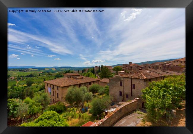 Artistic Tuscany - San Gimignano Framed Print by Andy Anderson