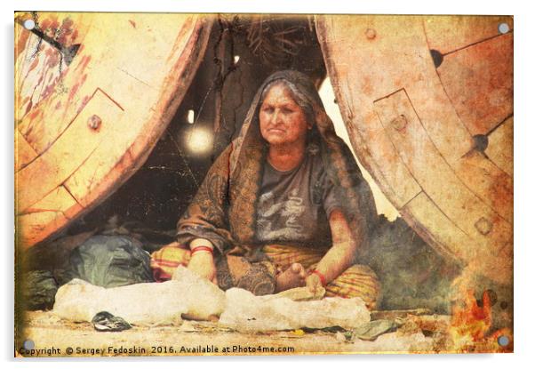 Woman in Katmandu Acrylic by Sergey Fedoskin