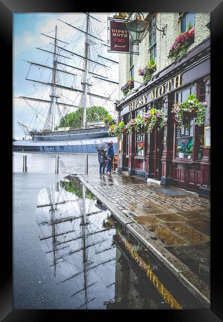 Cutty Sark in a puddle Framed Print by Sara Melhuish
