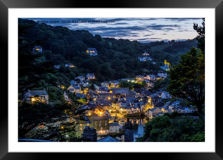 The sun sets over Polperro Framed Mounted Print by mike cooper