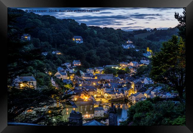 The sun sets over Polperro Framed Print by mike cooper