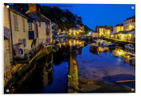sleep time at Polperro harbour Acrylic by mike cooper