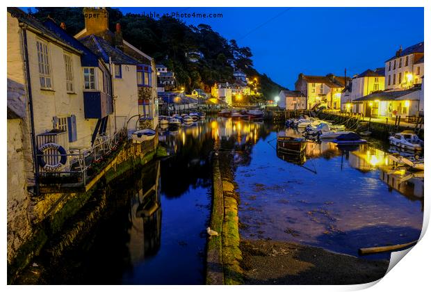 sleep time at Polperro harbour Print by mike cooper