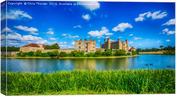 Leeds Castle and Swans Canvas Print by Chris Thaxter