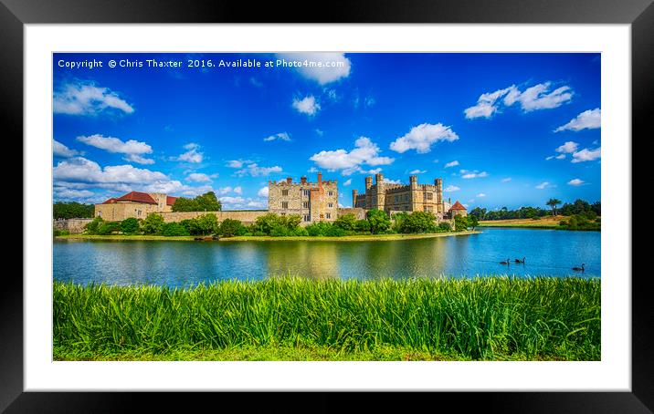 Leeds Castle and Swans Framed Mounted Print by Chris Thaxter