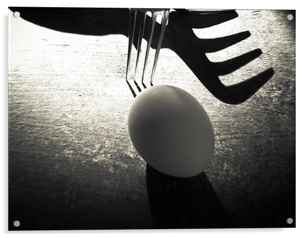 egg and forks Acrylic by Jean-François Dupuis