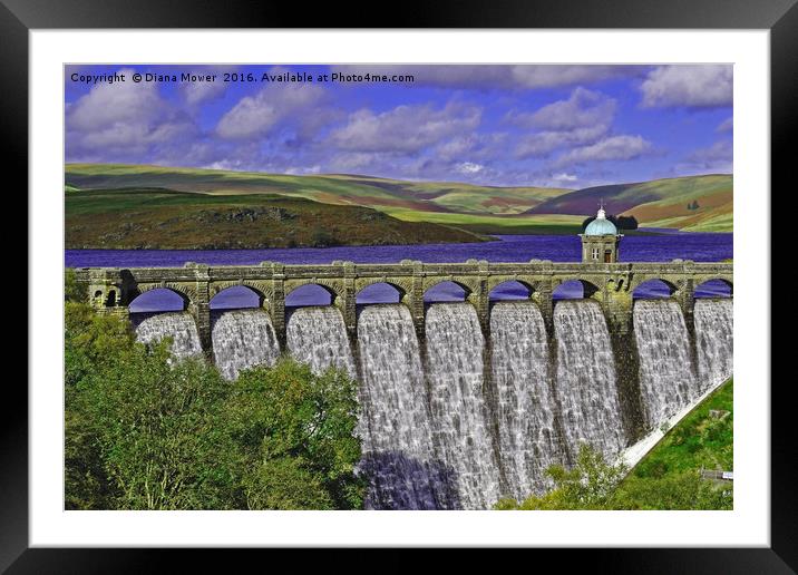 Craig Goch Reservoir  and dam Framed Mounted Print by Diana Mower