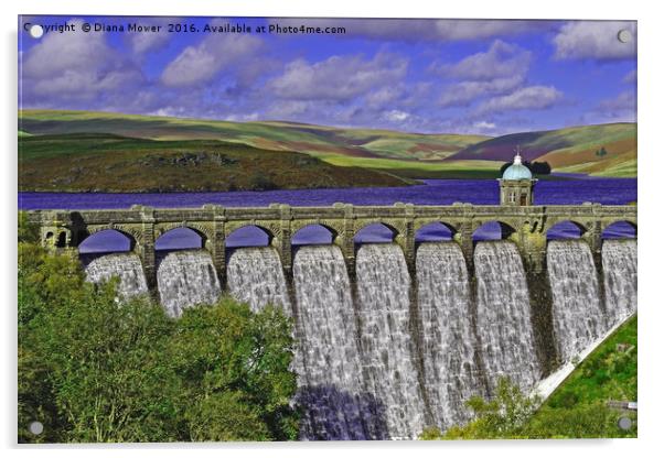 Craig Goch Reservoir  and dam Acrylic by Diana Mower