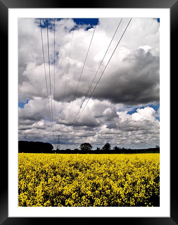 Rape seed field with Moody Sky and Pilon Framed Mounted Print by Paul Macro