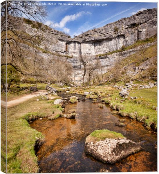 Malham Cove and Malham Beck, Yorkshire Dales Natio Canvas Print by Colin & Linda McKie