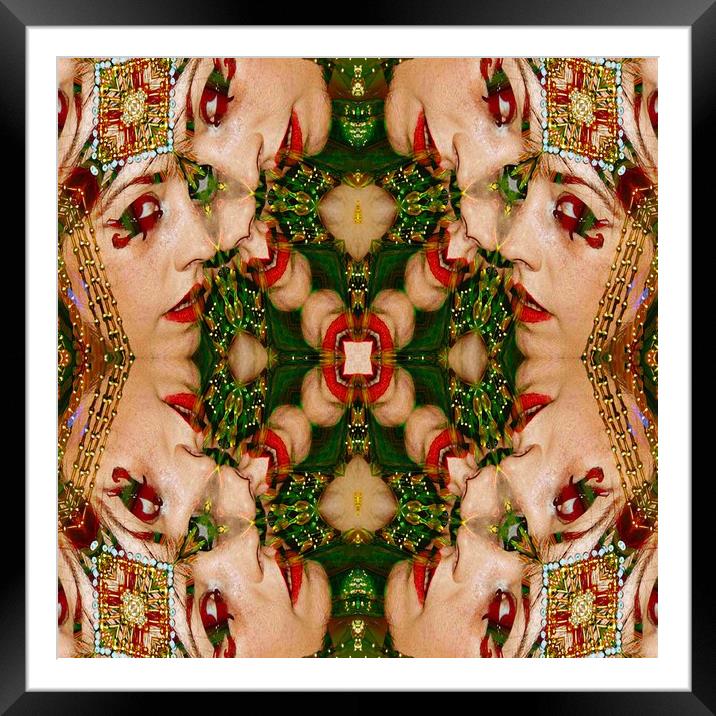 Red Lips Mandala Framed Mounted Print by Matthew Lacey