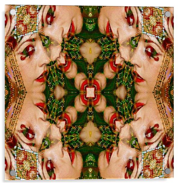 Red Lips Mandala Acrylic by Matthew Lacey