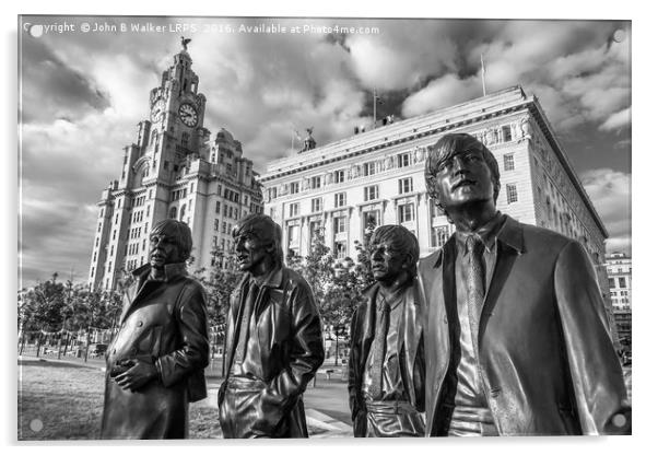 The Beatles Statue Pier Head Liverpool UK  Acrylic by John B Walker LRPS