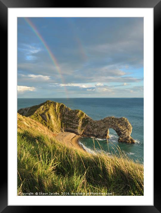 Durdle Door rainbow Framed Mounted Print by Shaun Jacobs